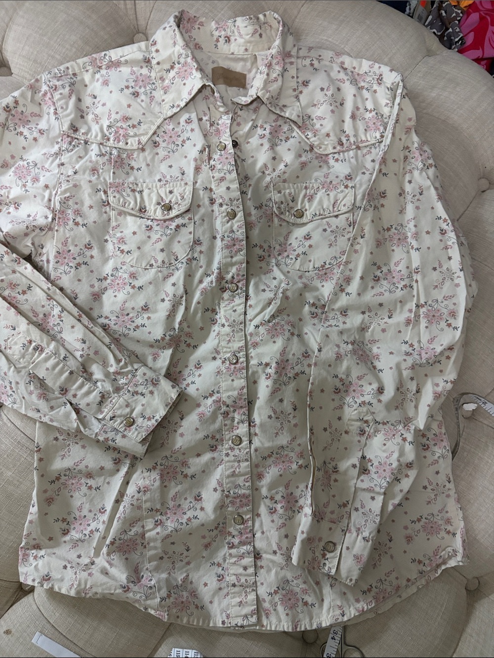 Wrangler Cream Shirt with Pink Floral Print